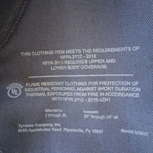 Tyndale FR Flame Resistant ARC / CAT 2 Work Pants 40x32 Navy Blue USA NWT - Picture 10 of 10